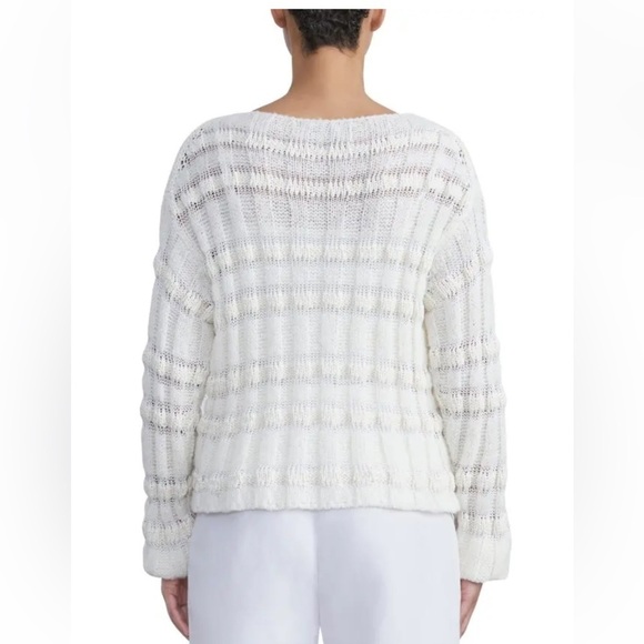 NWT Lafayette 148 Rib Bateau Neck Sweater Cloud Knit Silk Wool Cotton Sweater - Picture 2 of 13